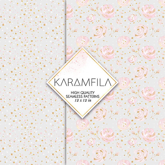 Blush Flowers Digital Paper in Patterns - product preview 2
