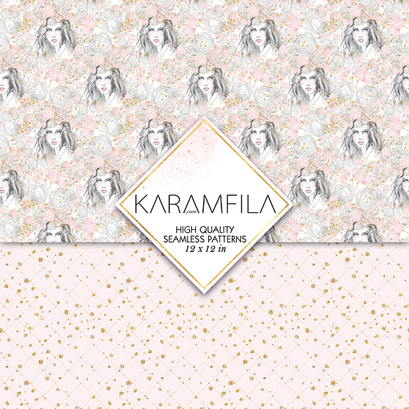 Blush Flowers Digital Paper in Patterns - product preview 7