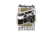 Photo studio icon with isolated retro camera