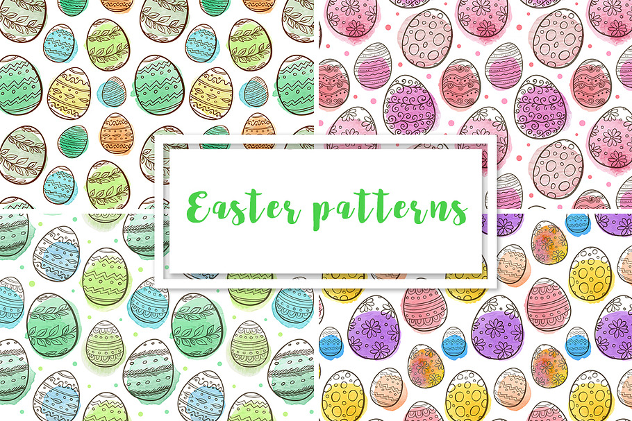 Watercolor Easter Seamless Patterns in Patterns - product preview 8
