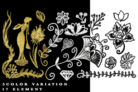 Elegant handdrawn floral graphic set in Illustrations - product preview 4