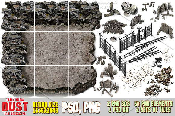DUST 2D MAP TILES AND DECALS in Objects - product preview 1