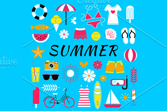 Summer vacation card and pattern in Patterns - product preview 1