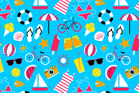 Summer vacation card and pattern in Patterns - product preview 2