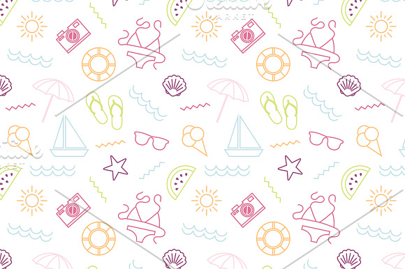 Summer vacation card and pattern in Patterns - product preview 3