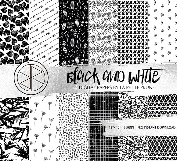 Black and white digital paper in Patterns - product preview 1