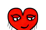 Heart Shape Character with Pleased Expression