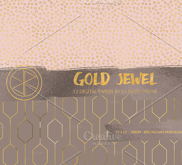Gold jewel digital papers in Patterns - product preview 2