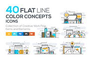 Flat Line Color Conceptual icons