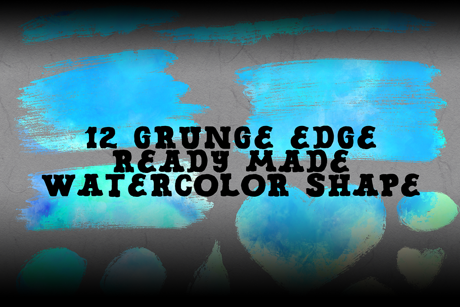 12 grunge edge watercolor shape