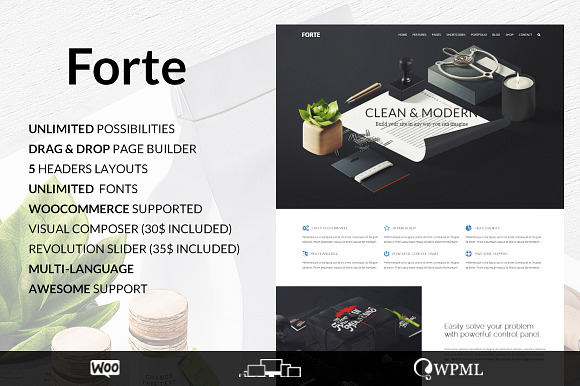 Forte - Multipurpose Wordpress Theme in WordPress Business Themes - product preview 1