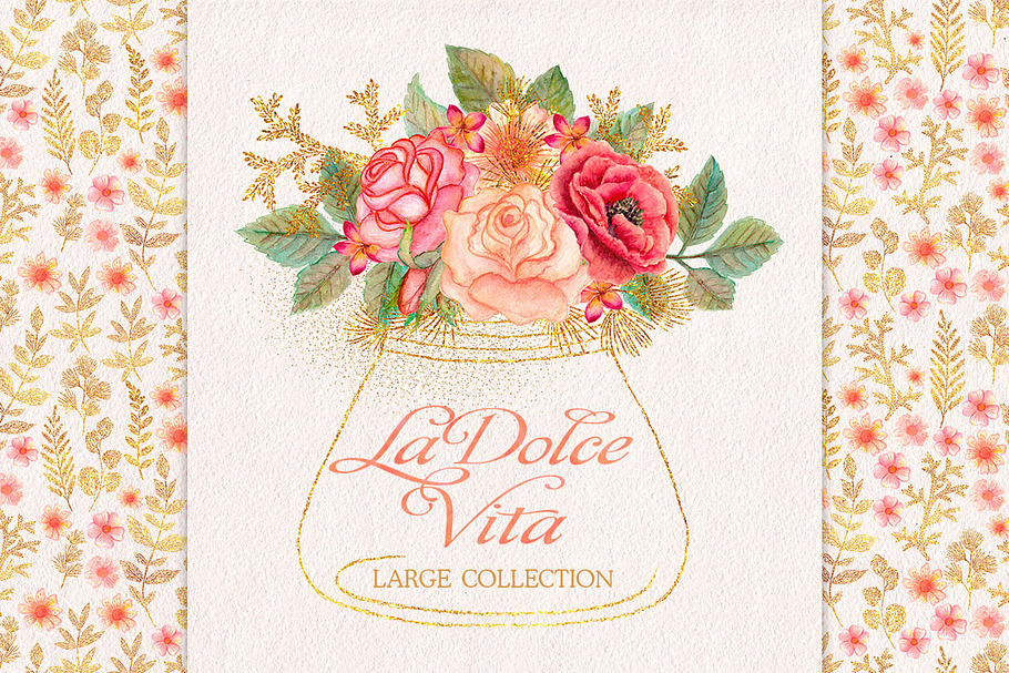 Watercolor wedding glitter flowers in Illustrations - product preview 8