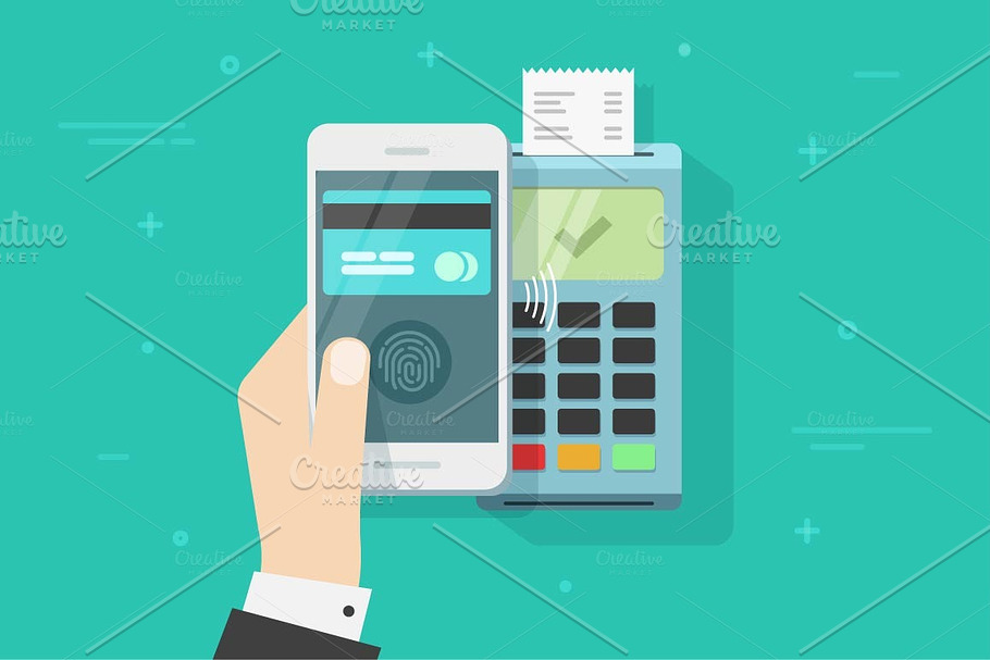 Mobile Payment on POS NFC Terminal in Illustrations - product preview 8