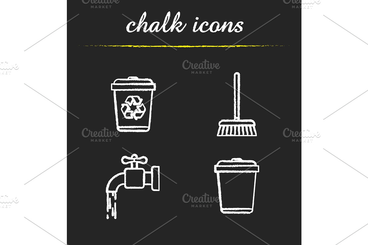 Cleaning service chalk icons set in Graphics - product preview 8