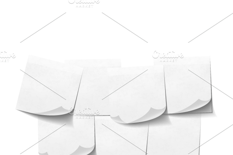 Set of white empty sticky notes in Objects - product preview 8