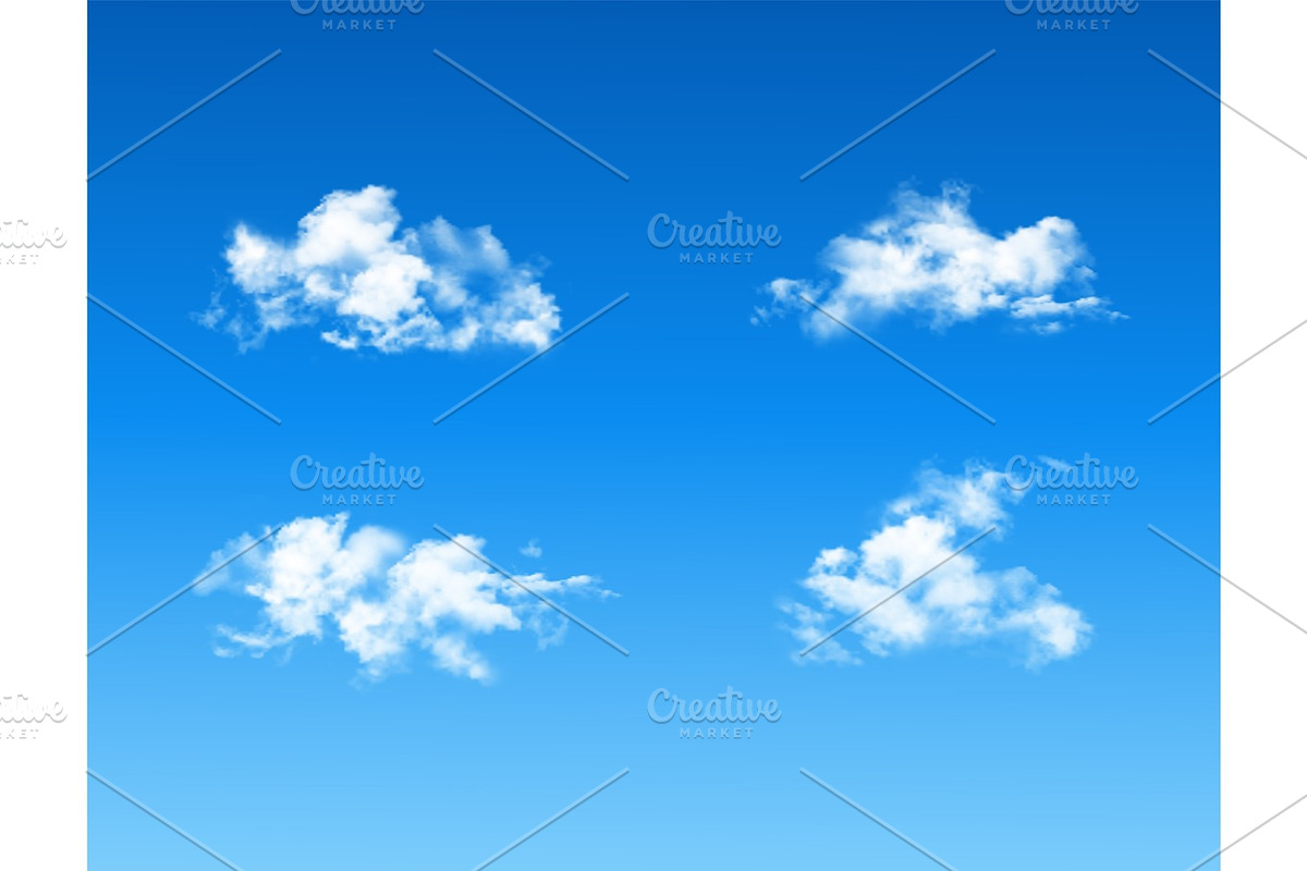 Set Of Realistic Vector Clouds in Illustrations - product preview 8