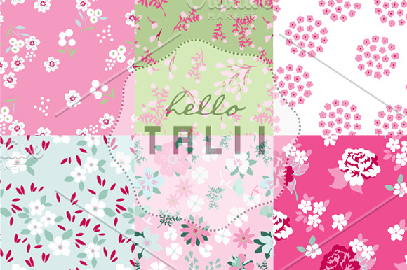 Pink Flowers Digital Paper in Patterns - product preview 2