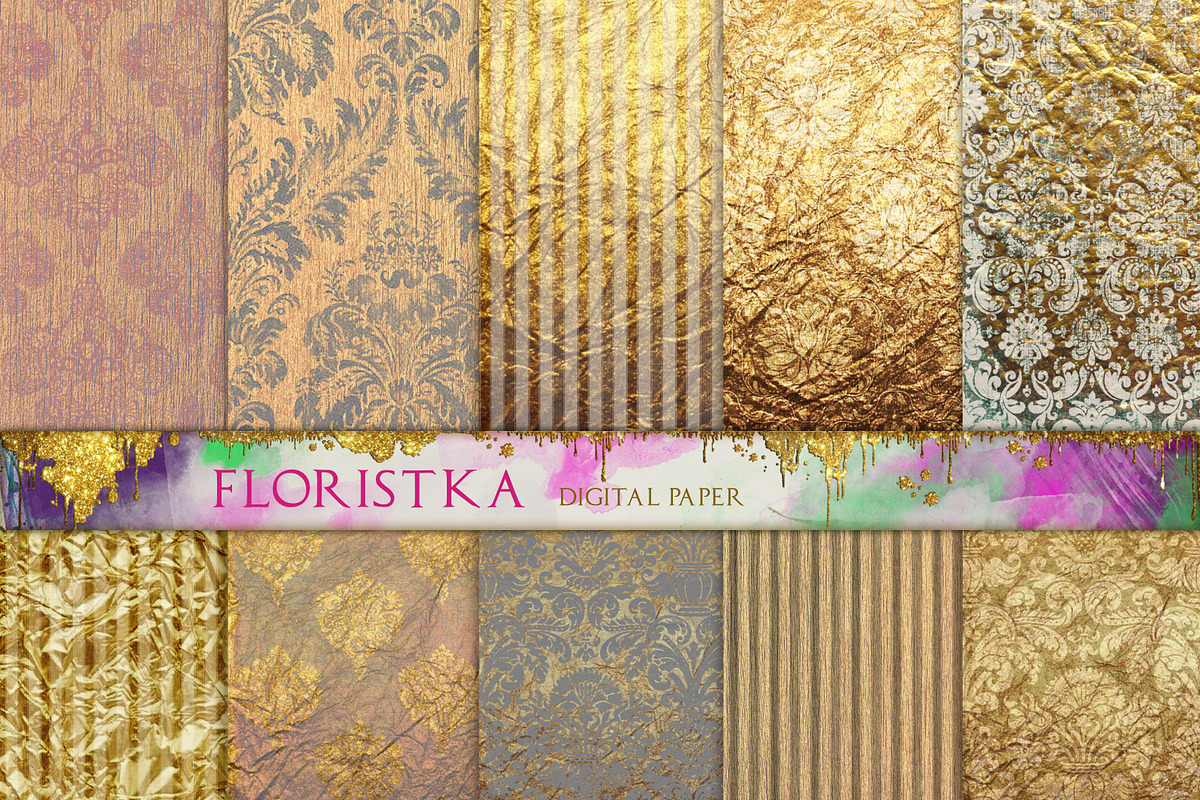 Ombre Damask Gold Patterns in Patterns - product preview 8