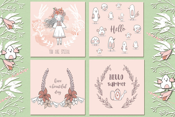 Hello summer! Cute clipart in Illustrations - product preview 3