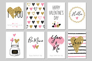Valentine Day gold greeting cards