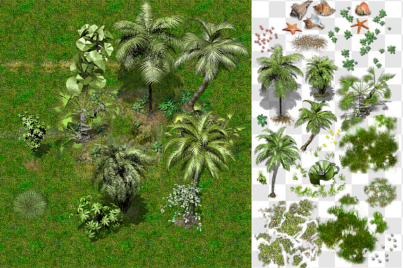 2D JUNGLE COAST TILE SET AND DECALS in Objects - product preview 4