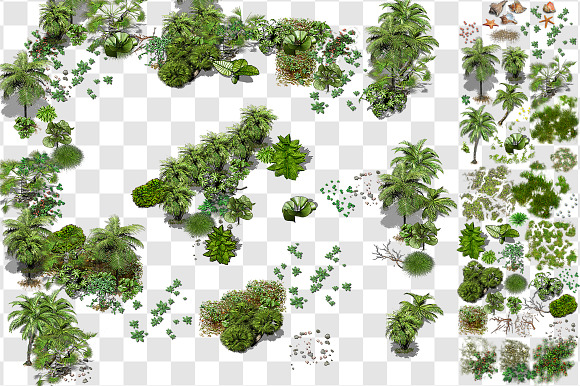 2D JUNGLE COAST TILE SET AND DECALS in Objects - product preview 7