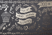 300+ Set of Hand drawn elements