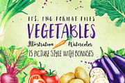 Vegetables Watercolor Illustration