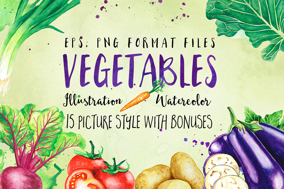 Vegetables Watercolor Illustration in Illustrations - product preview 8