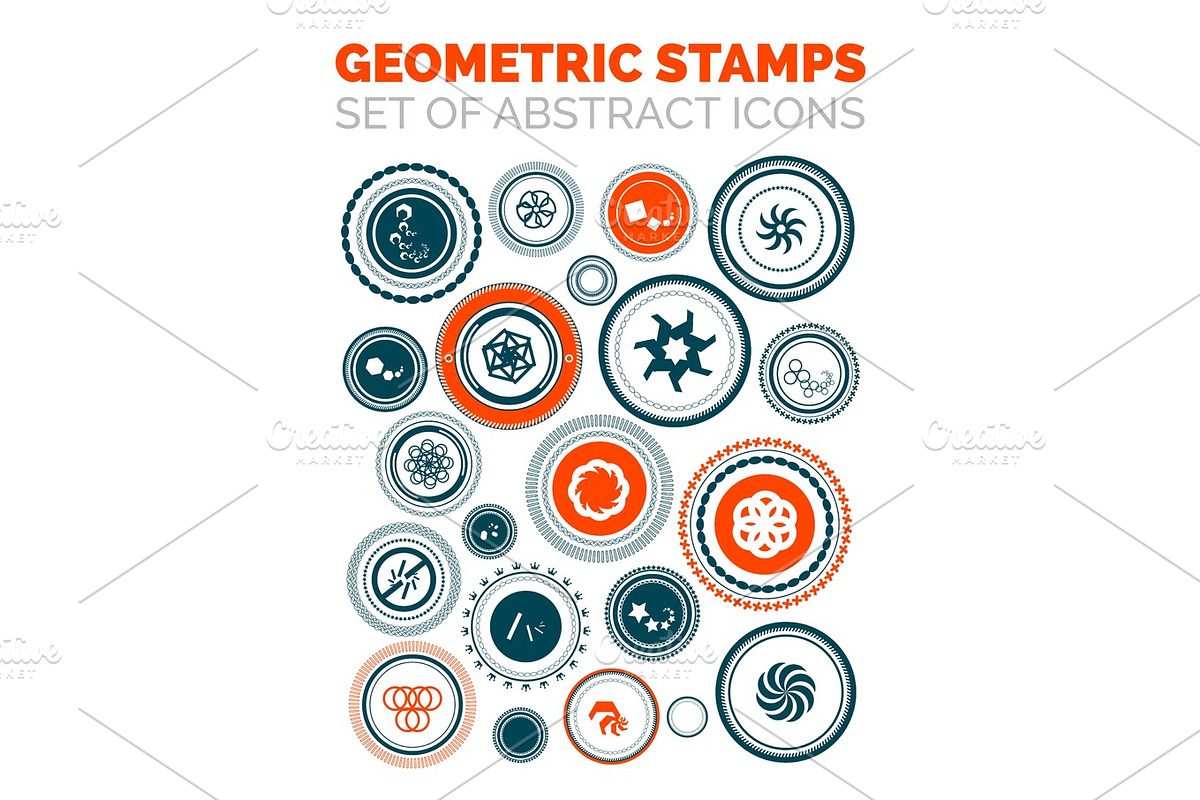 Set of vector abstract geometric stamp icons in Illustrations - product preview 8