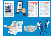 Newspapers Headlines Flat Vector Concepts Set