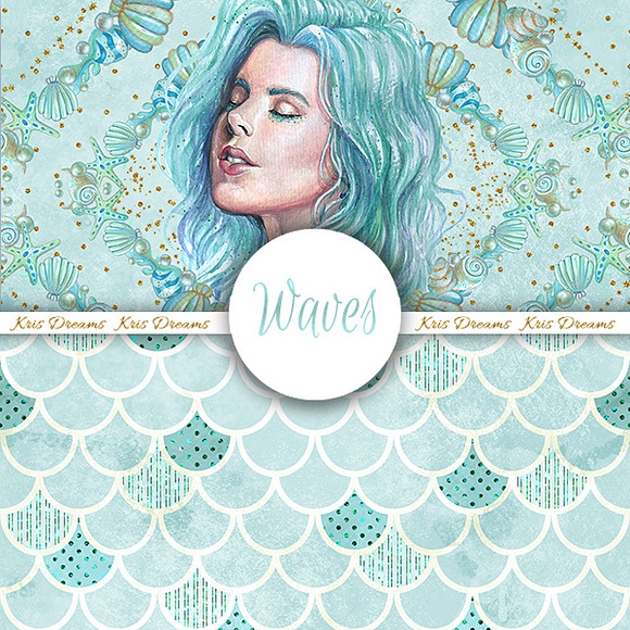 Waves Seamless Digital Paper in Patterns - product preview 1