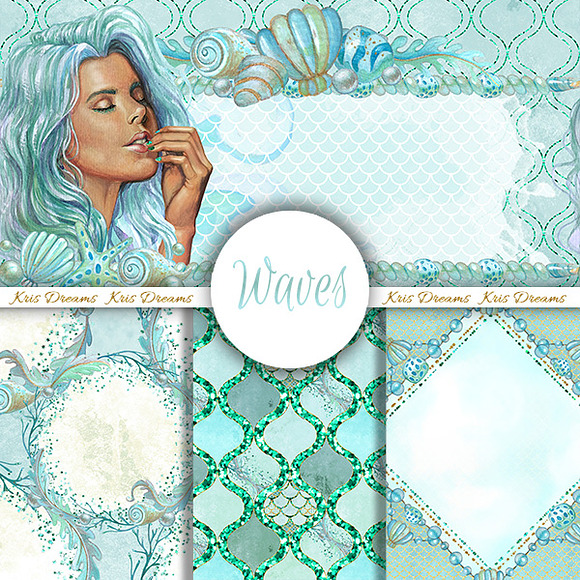 Waves Seamless Digital Paper in Patterns - product preview 2