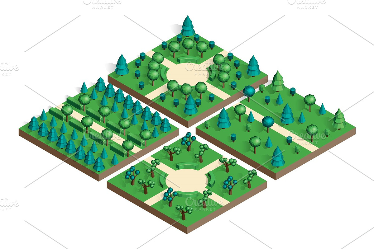 Isometric view projection summer landscape. in Objects - product preview 8