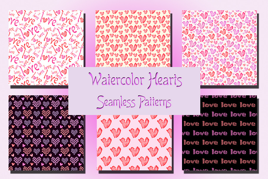 Watercolor Hearts. Seamless Patterns in Patterns - product preview 8
