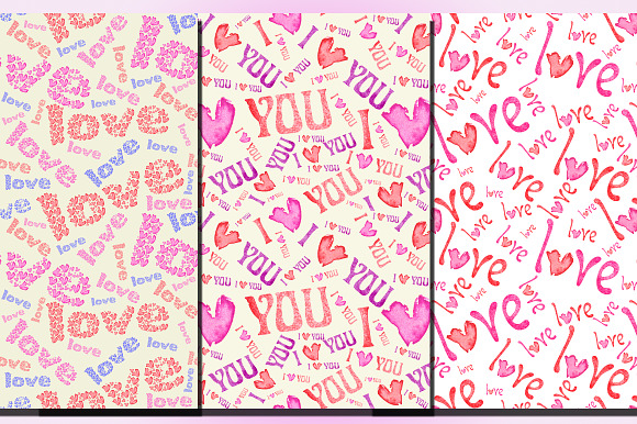 Watercolor Hearts. Seamless Patterns in Patterns - product preview 3