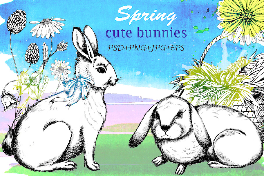 Spring cute bunnies