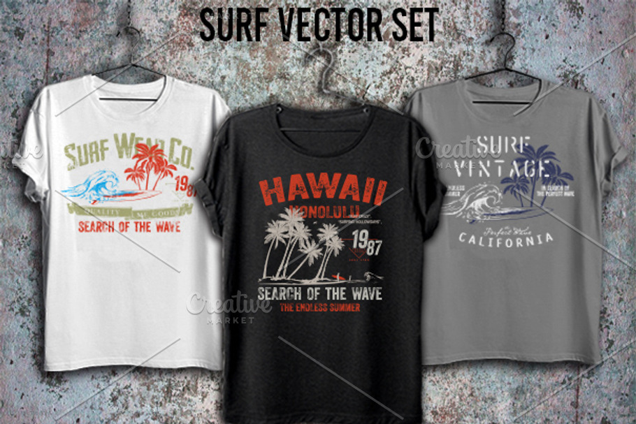 Surf print vector set in Illustrations - product preview 8