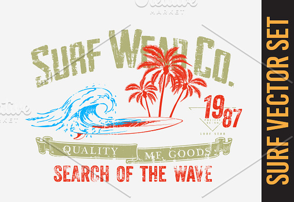 Surf print vector set in Illustrations - product preview 1