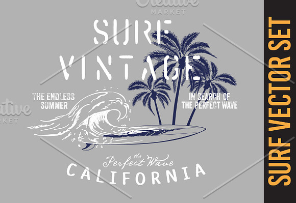 Surf print vector set in Illustrations - product preview 3