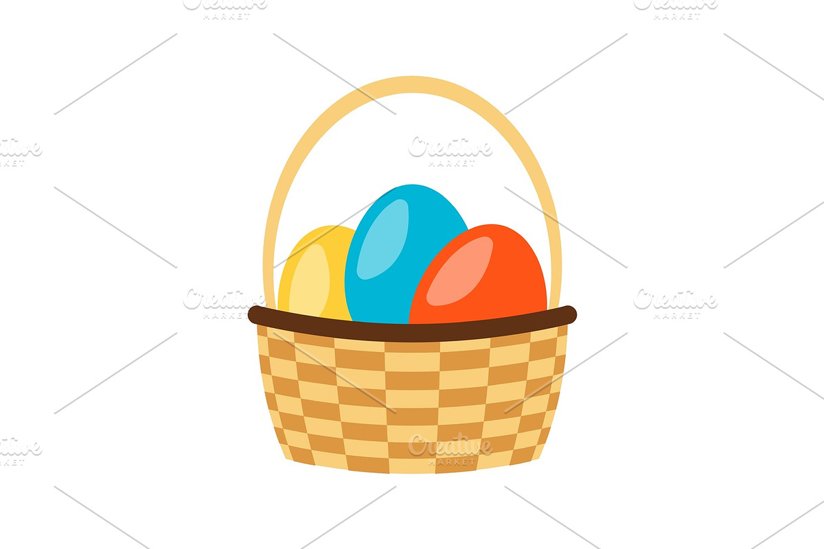 Basket with Easter eggs in Objects - product preview 8
