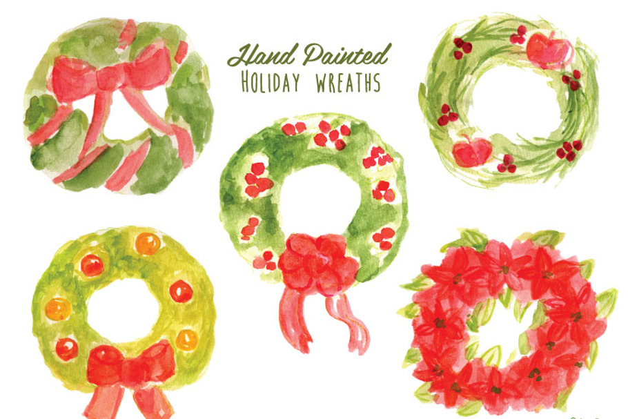 Watercolor Christmas Wreaths in Illustrations - product preview 8
