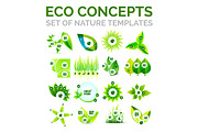 Set of environmental nature or ecology concept abstract templates