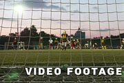 Soccer gates and american football. Smooth and slow slider shot