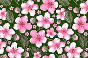 Pink sakura floral seamless pattern