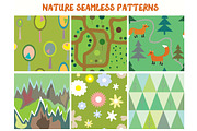 Nature seamless patterns set