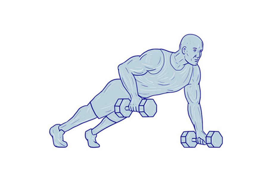 Fitness Athlete Push Up One Hand  in Illustrations - product preview 8