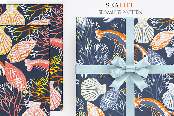 Seamless SeaLife Print Design in Patterns - product preview 2
