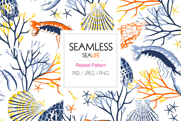 Seamless SeaLife Print Design in Patterns - product preview 4