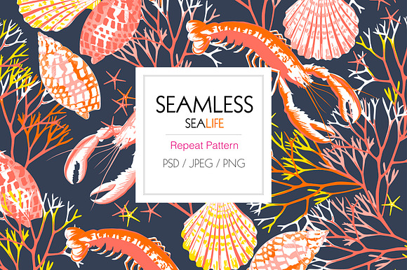 Seamless SeaLife Print Design in Patterns - product preview 5
